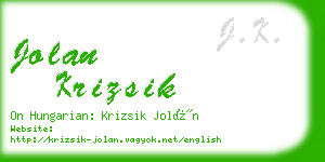 jolan krizsik business card